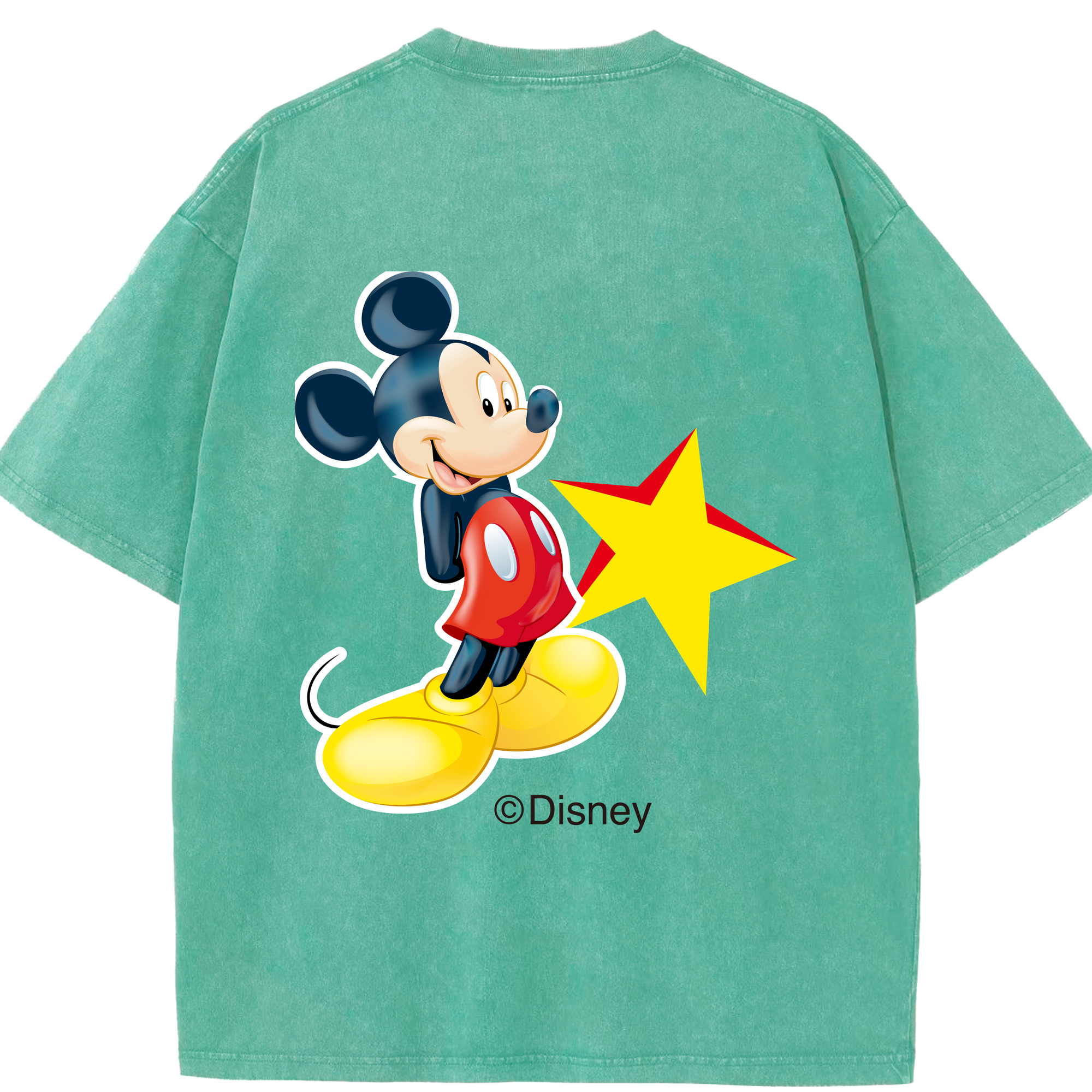 （画像用） ミッキーマウス Mickey Mouse 綿100% ヴィンテージ風 半袖Tシャツ（背面プリント）